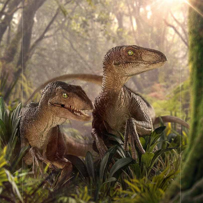 Just The Two Raptors Deluxe Art Scale 1/10 - Jurassic Park